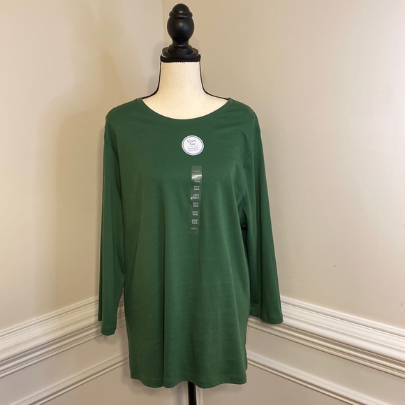Kim Rogers Tops - Kim Rogers Curvy Green 3/4 Sleeved Cotton Crew Tee Shirt Top Size 1X
